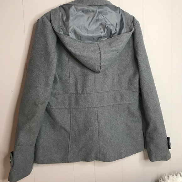 JACK by BB Dakota Gray Hooded Pea Coat Size Large - Picture 6 of 6